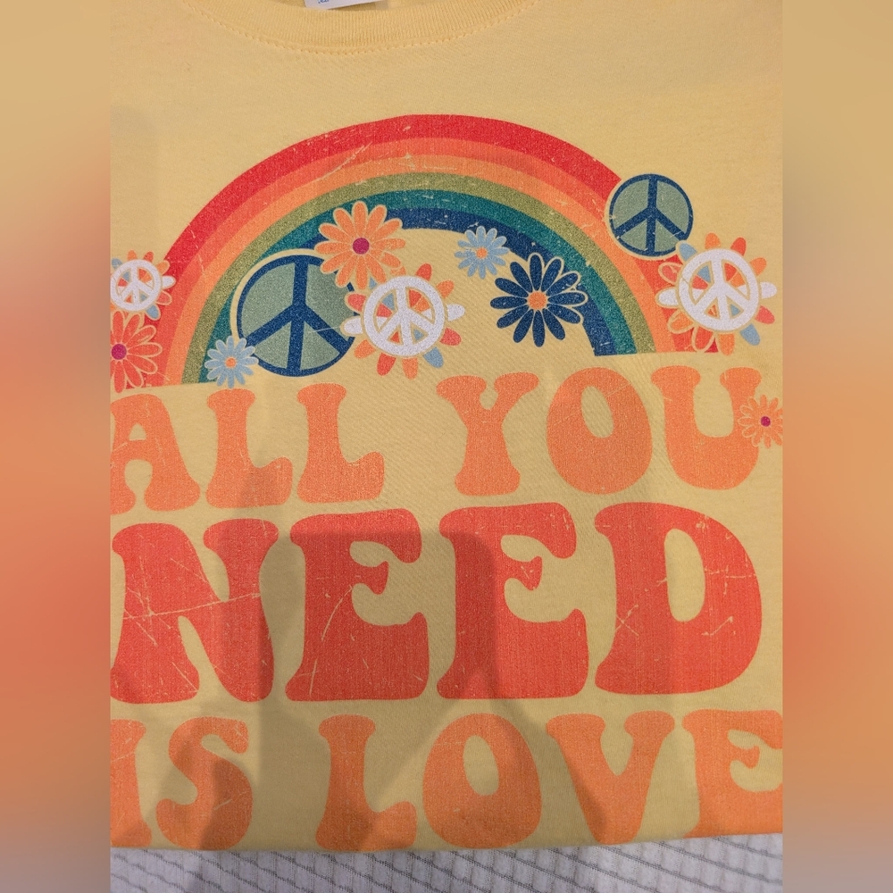Retro Graphic Tee with Peace and Love Design - Picture 2 of 2